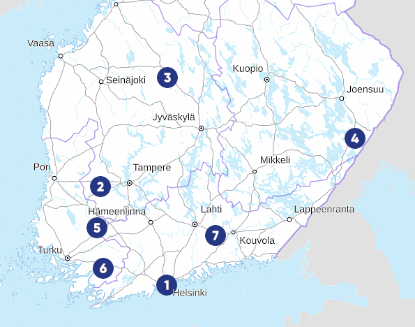 Avainopistot kartalla