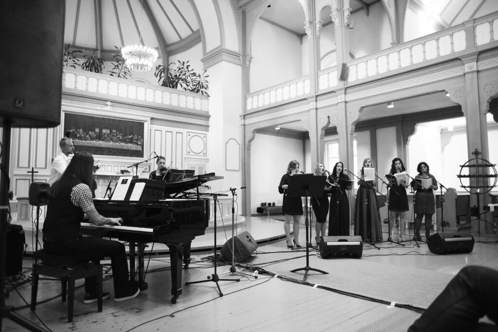 People singing in the church