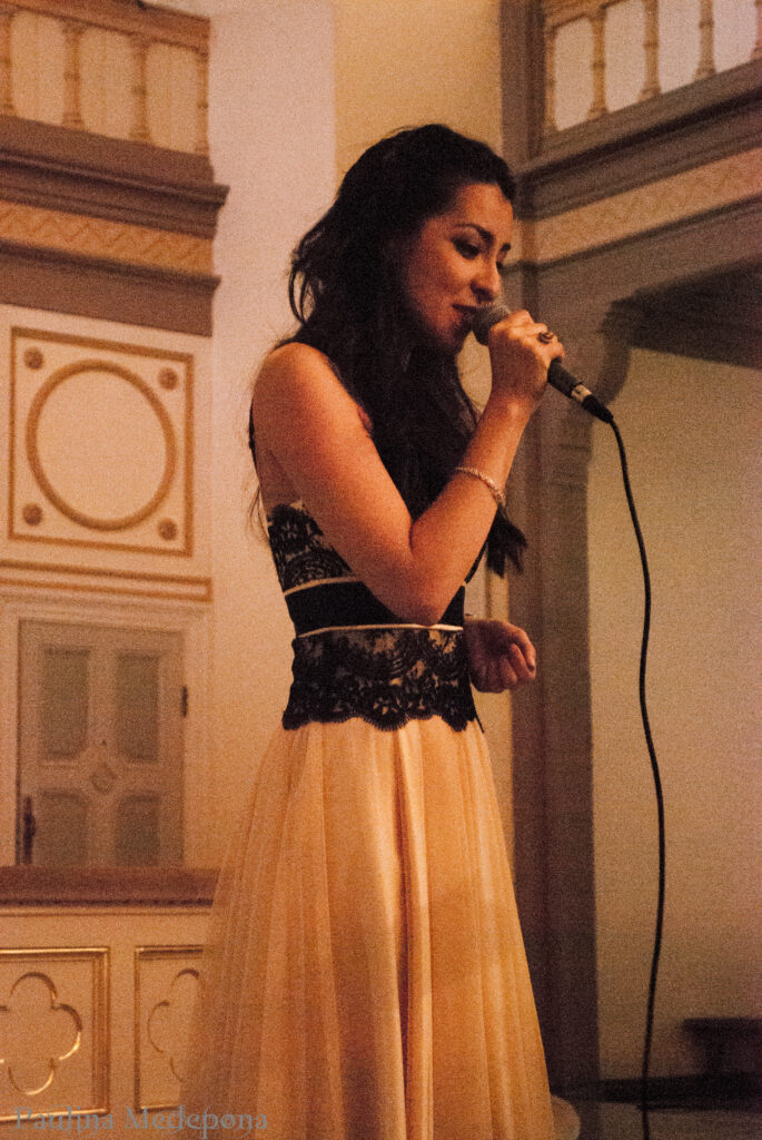 She is singing