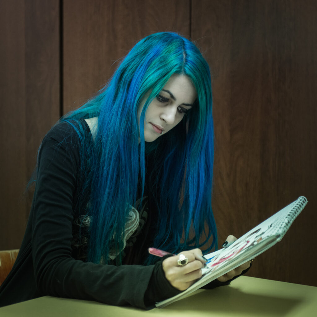 A girl doing art 
