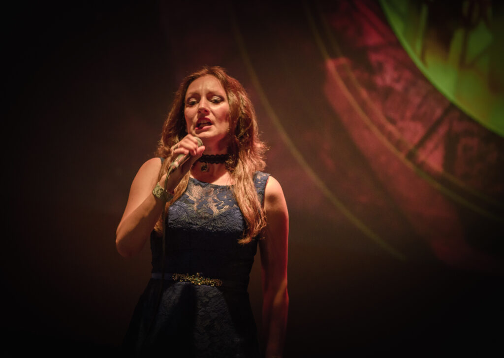 She is performing on stage