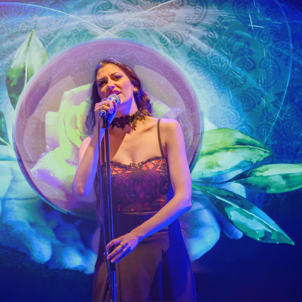 An artist performing on stage 