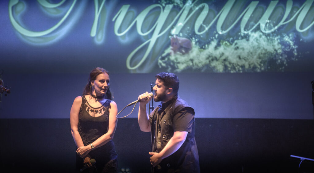 performing on stage