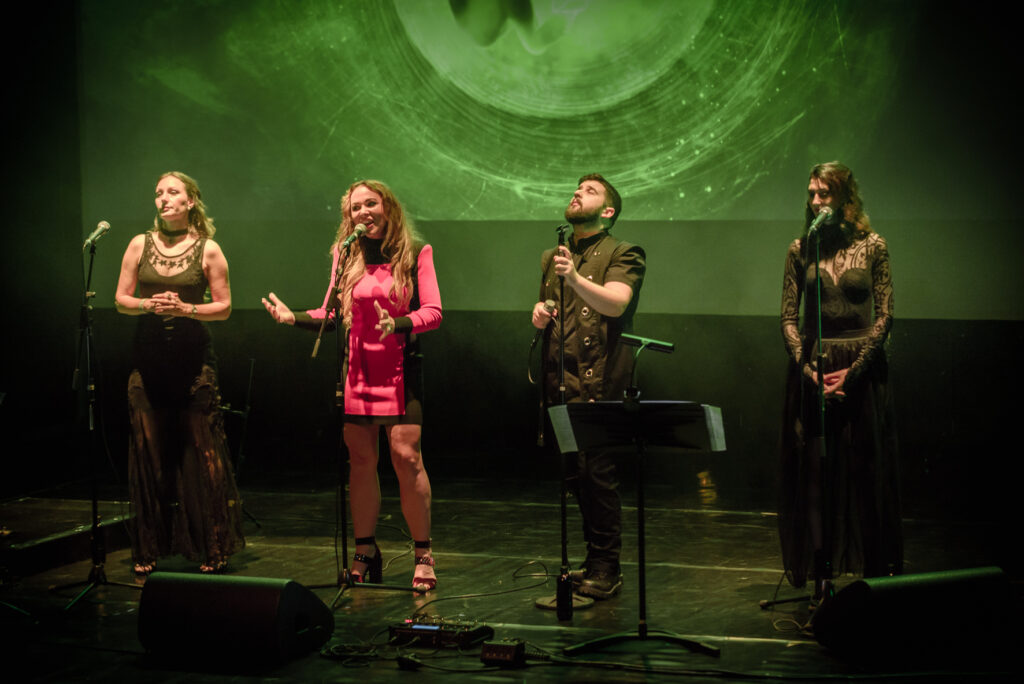 performing on stage