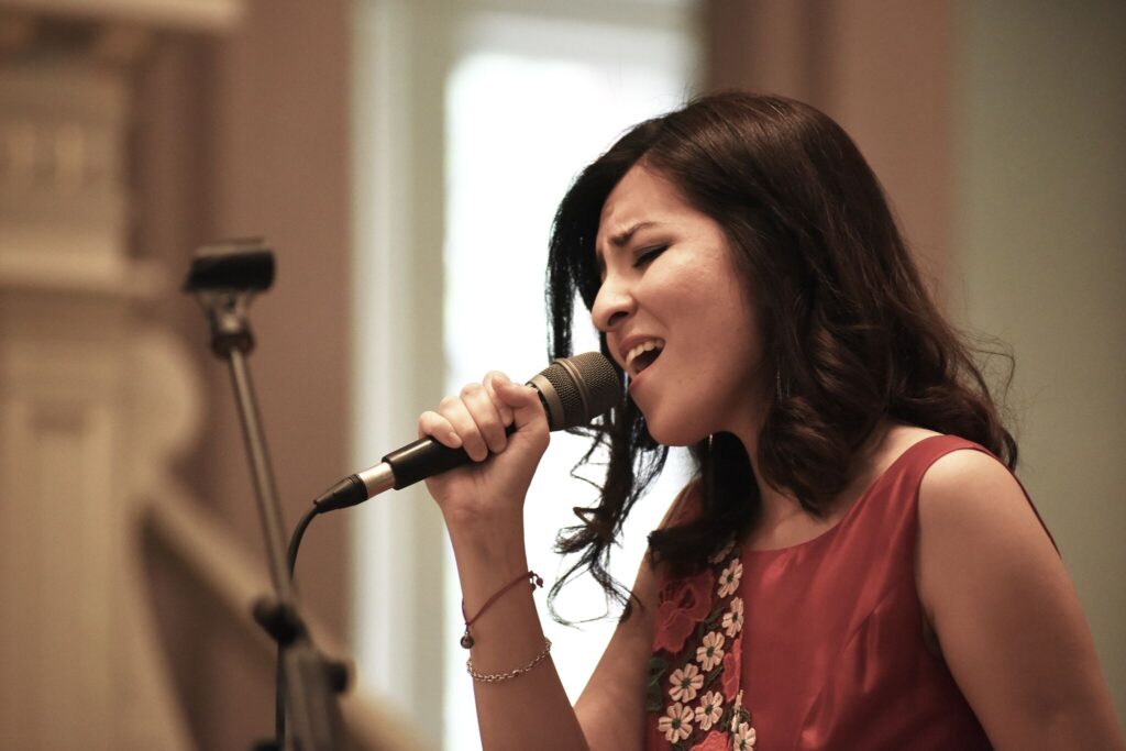 She is singing