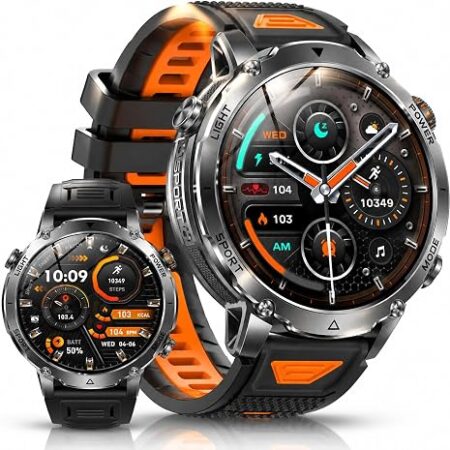 AK106 Military Smartwatch Men 1.7" IP68 1400mAh Black Silicone