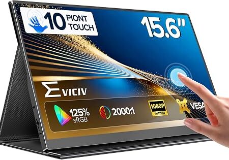 EVICIV Portable Monitor Touchscreen 15.6”, 125% sRGB 1080P IPS Screen