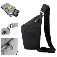 Black Multi-Pocket Nylon Crossbody