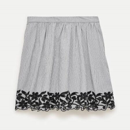 A-Line Button-Front Denim Skirt